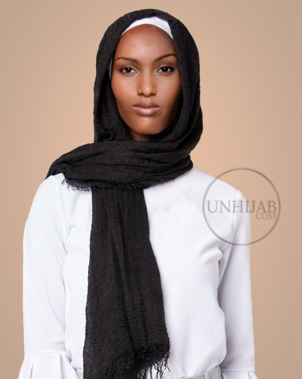 Hijab Froissé Noir Basic Collection