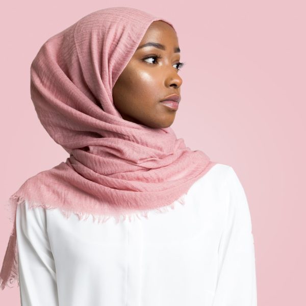 Hijab Froissé Rose Basic Collection