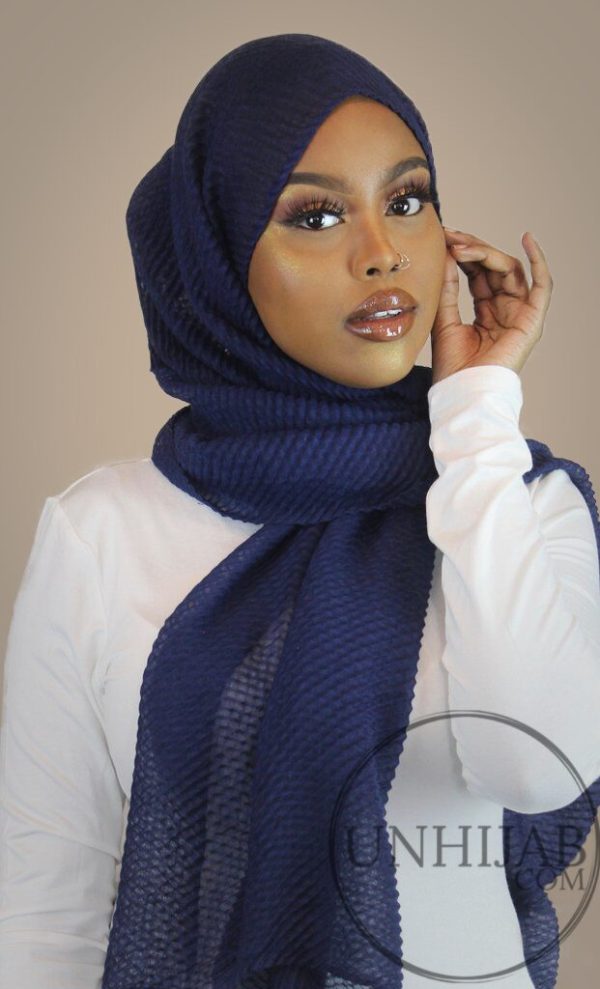 Hijab Plissé Careena Bleu Marine