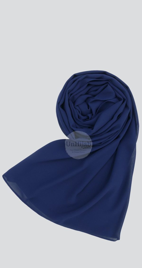 Hijab Mousseline Bleu Marine Premium Collection